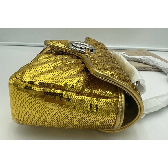 NEW! GUCCI MARMONT METALLIC SEQUIN GOLD  GG CROSSBODY BAG PURSE AUTHENTIC - Picture 10 of 15